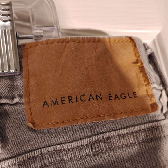 American Eagle jeans mens 38x32 gray distressed denim skinny stretch - Picture 3 of 9